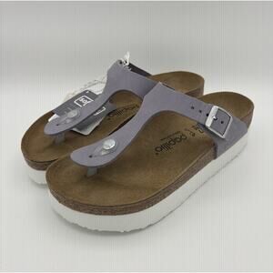 Birkenstock Gizeh Flex Platform Nubuck Leather Purple Fog Womans 37 6 Regular